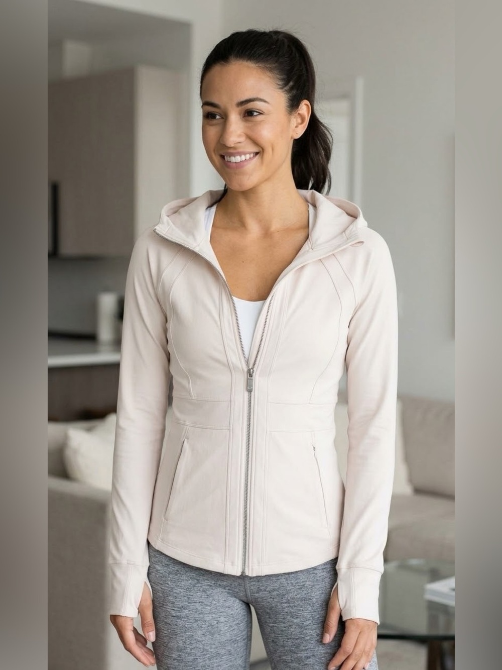 Lululemon Hooded Define Jacket Nulu Neutral Pink/Bone Size 6